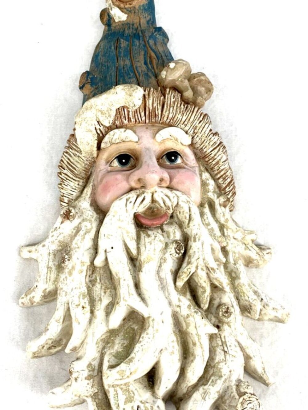 Santa Face Head Wall Hanging 16" Christmas Decor Folk Art 3D